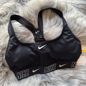 Nike Women's Black Sports Bra with White Accents